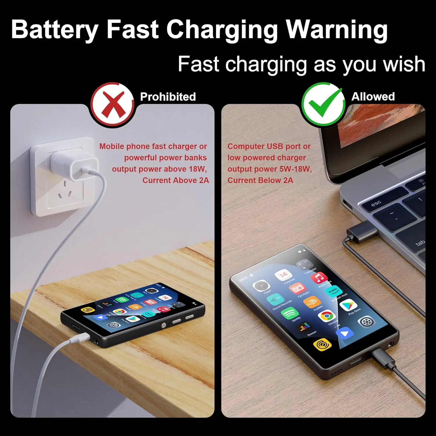 Portable Android MP3 Player with Bluetooth and WiFi