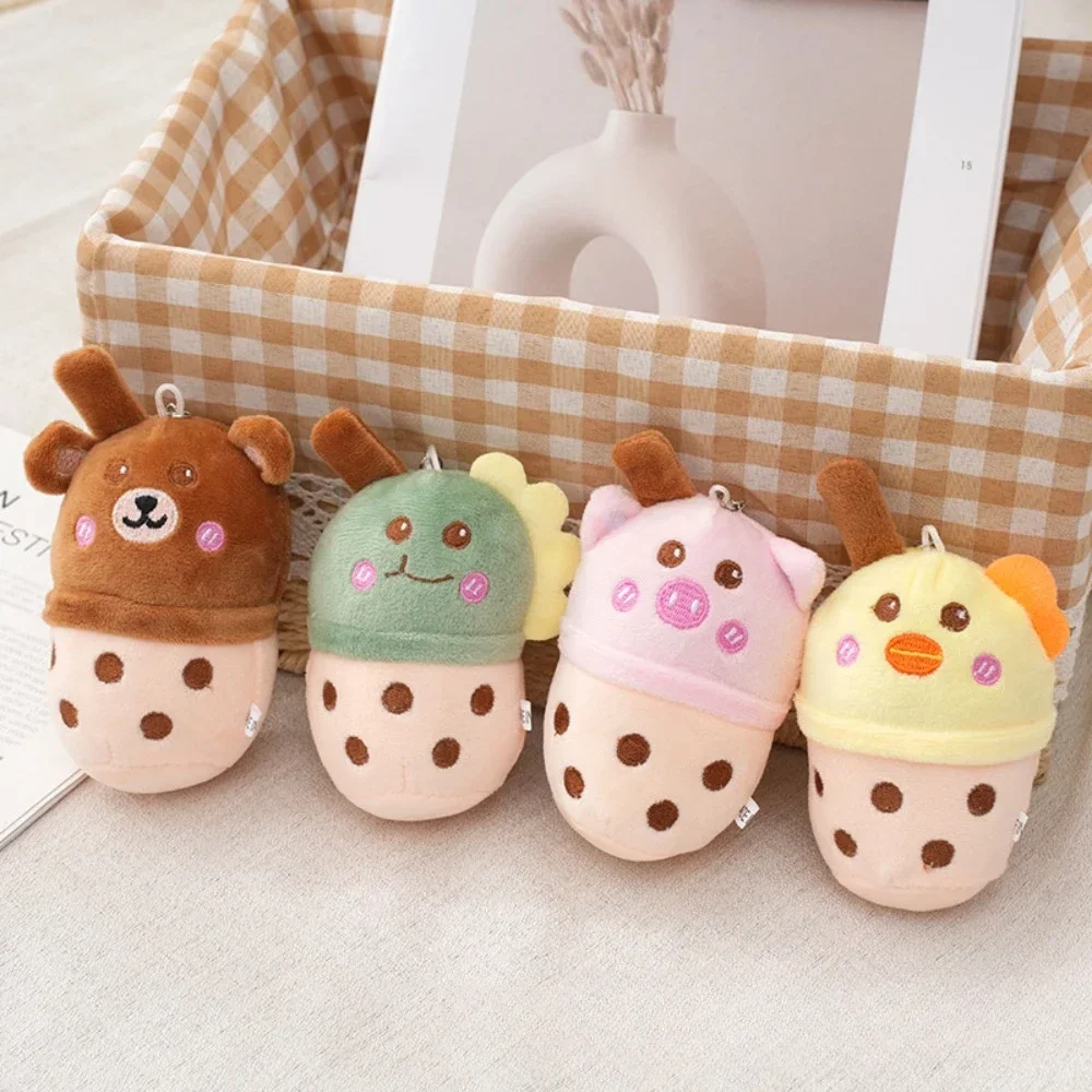 

12CM Cute Cartoon Dinosaur Boba Milk Tea Animals Plushie Keychain Kawaii Backpack Soft Pendants Stuffed Kids Toys Birthday Gift