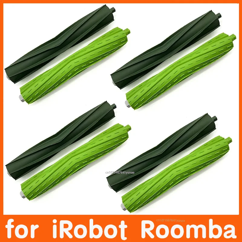Dual Multi-Surface Rubber Roller Brushes Replacement for Robot Vacuum Cleaners