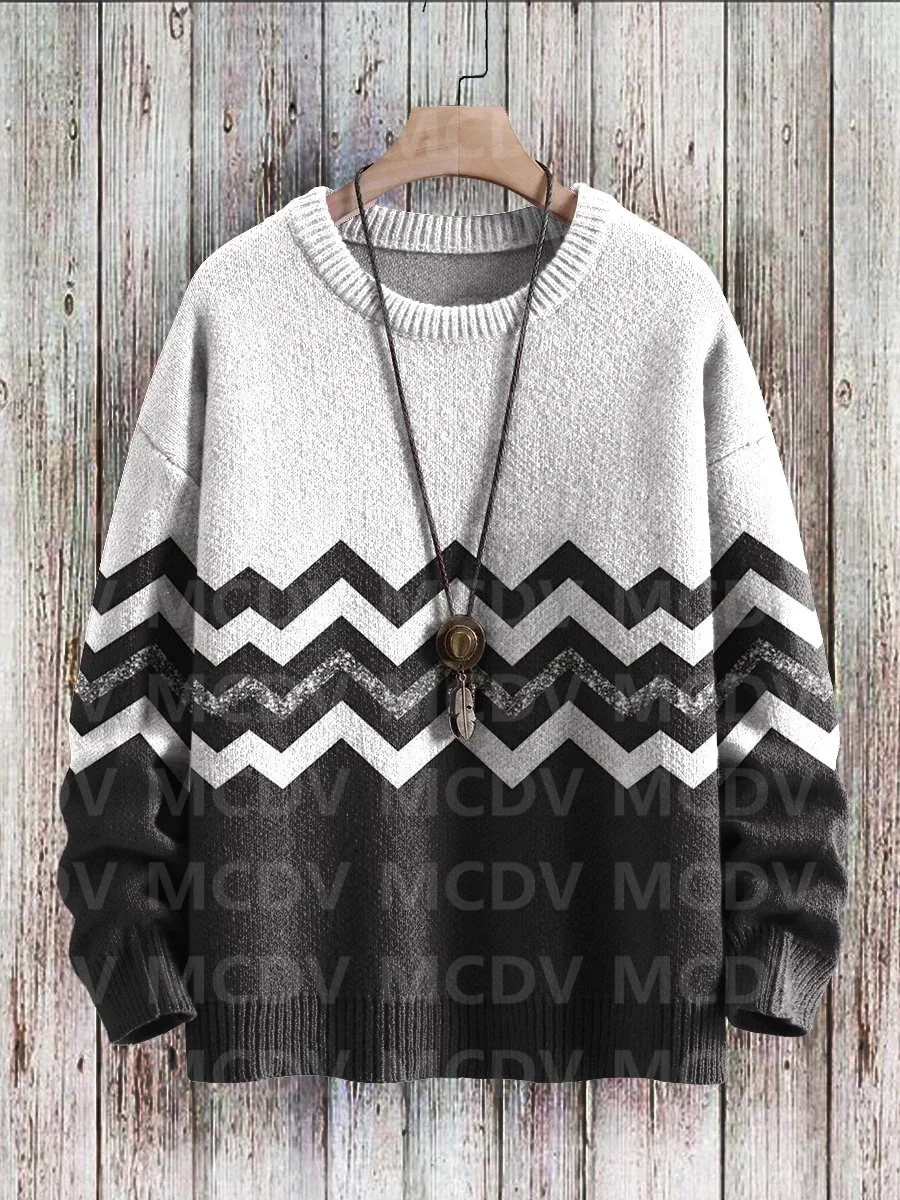 Vintage Gradient Art Print Casual Knit Pullover Sweater Women For Men Sweater