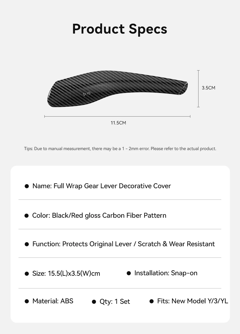 For Tesla Model 3 Y YL 2025 Highland Juniper Carbon Fiber Gear Shift Cover Steer