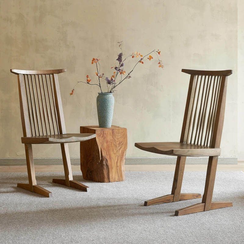

Quiet wind solid wood back dining tables and chairs household leisure chairs designer Book tables and chairs small family