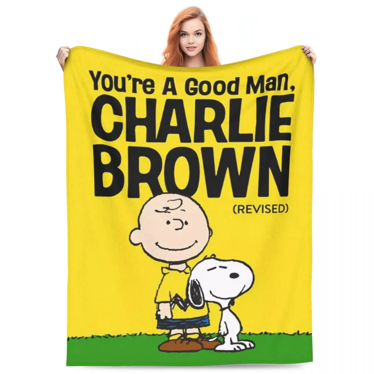 thumbnail image 1 of Manta de Snoopy y Charlie Brown, eres un buen hombre, mantas de franela para viajes y oficina, mantas para sofá cama, colcha cálida, idea de regalo, 1 of 4