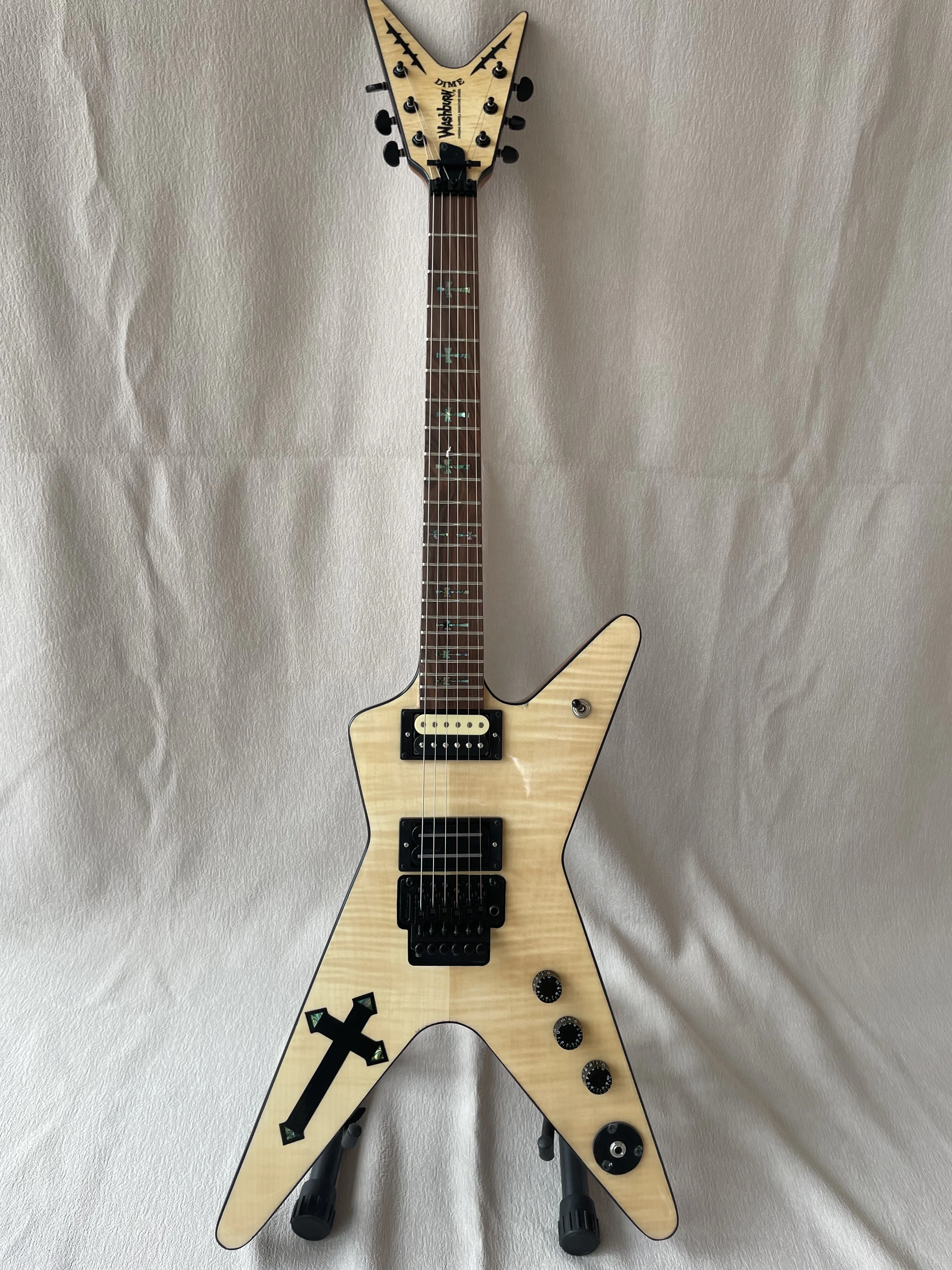 Guitar Prayer アクリル画　キャンバスF6号額付き　　BAEZ3 Custom Washburn Southern Dimebag Darrell Electric Guitar Flame