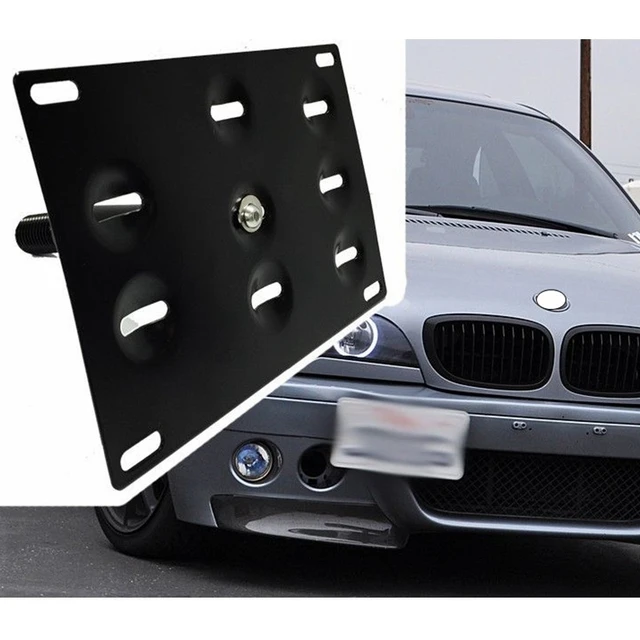 Front Bumper Tow Hook License Plate Mounting Bracket Holder For