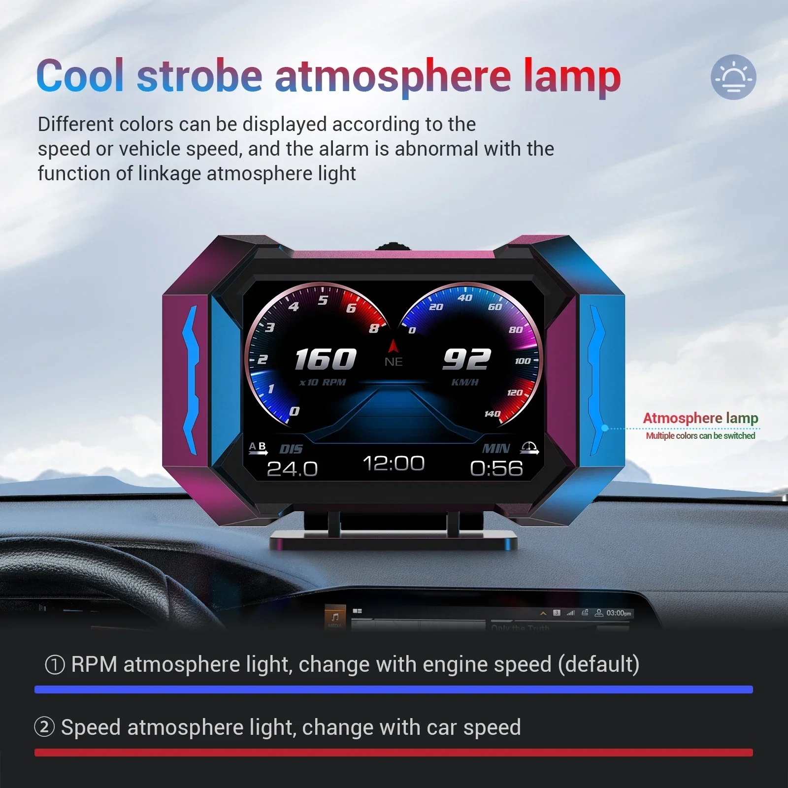 P25 OBD GPS HUD 헤드업 디스플레이 온보드 컴퓨터 (알람, 속도, 수온, 경사도, 전압계 포함) 자동차 전자 액세서리