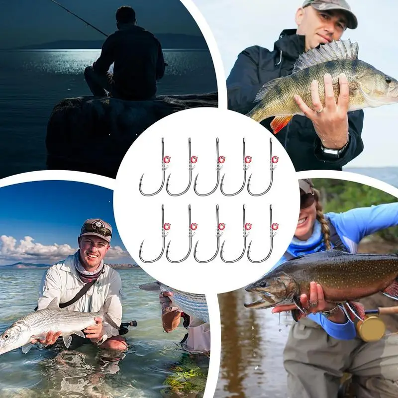 Fishing Hooks Live Shrimp Fixed Hooks Carbon Steel Barbed with Holes 2#/3#/4# Catfish Bass Fishing Hooks For fishing accessories