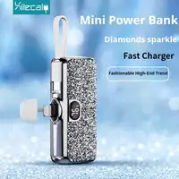 Xilecaly Mini Power Bank Shiny Diamond Fashion High Quality 5000mAh Portable Charger Mobile Power Bank Power Banks Fast Charging 2