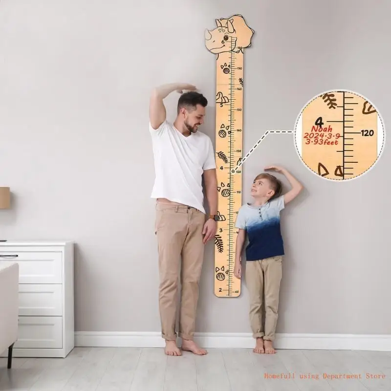 Height Measurement Wall Sticker Growth Chart for Children with Cartoon Giraffe Pattern for Bedrooms and Classrooms Decors