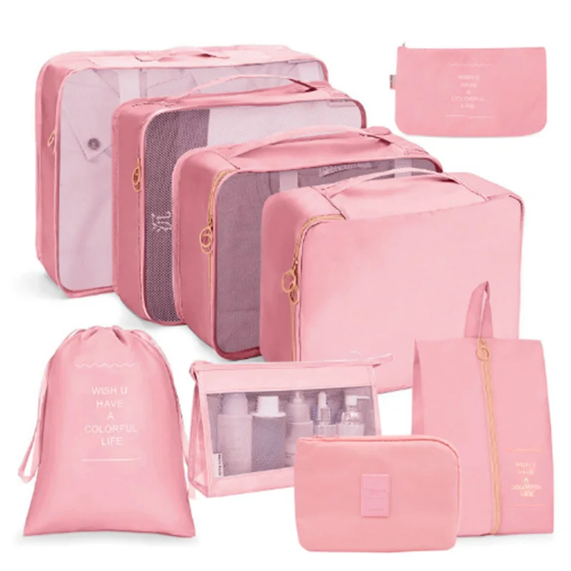 

9 Pcs Suitcase Organize Storage Bag Portable Cosmetic Bag Clothes Underwear Shoes Packing Set High Quality Travel Makeup Bag