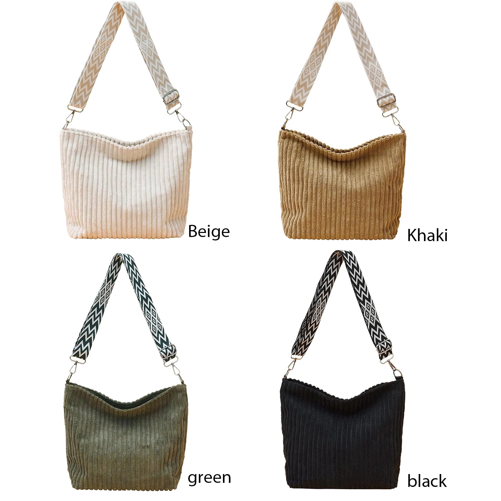 Corduroy Handbag Large Underarm Bag with Adjustable Strap Crossbody Bags for Women Commute Outings