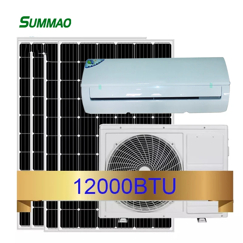 Solar Air Conditioner System 9000 12000 18000 24000BTU AC Cooling and Heating Hybrid Mini Split Air Conditioning for Home