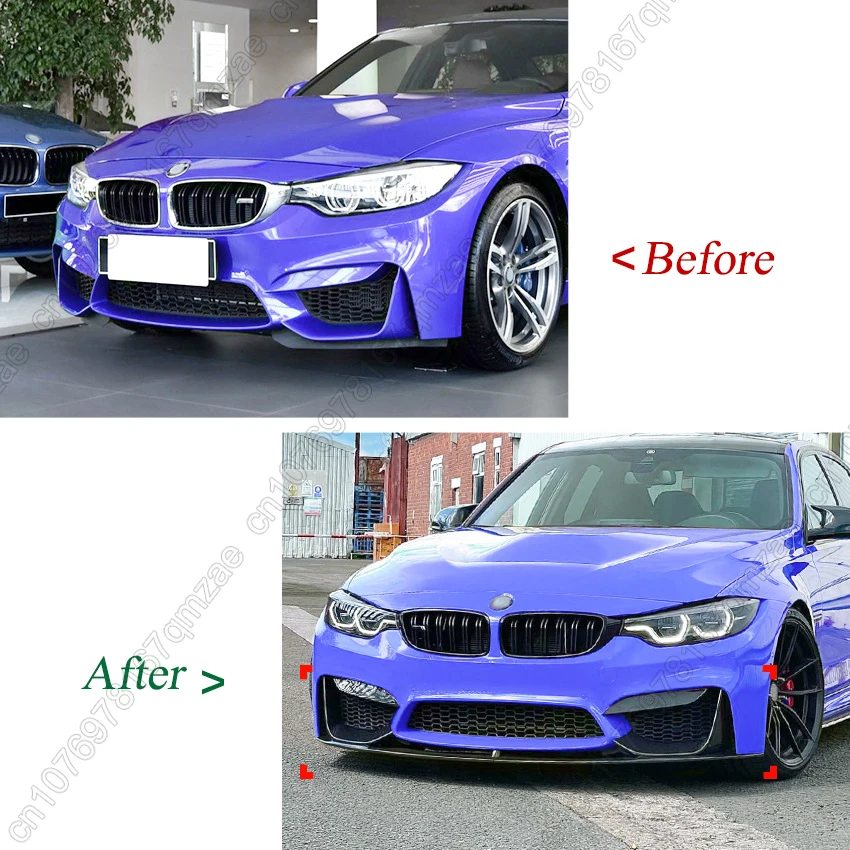 블랙 자동차 앞 범퍼 립 사이드 스플리터 카나드 스포일러, BMW 3 4 시리즈 M3 M4 F80 F81 F82 F83 2013-2020 안개등 그릴 트림