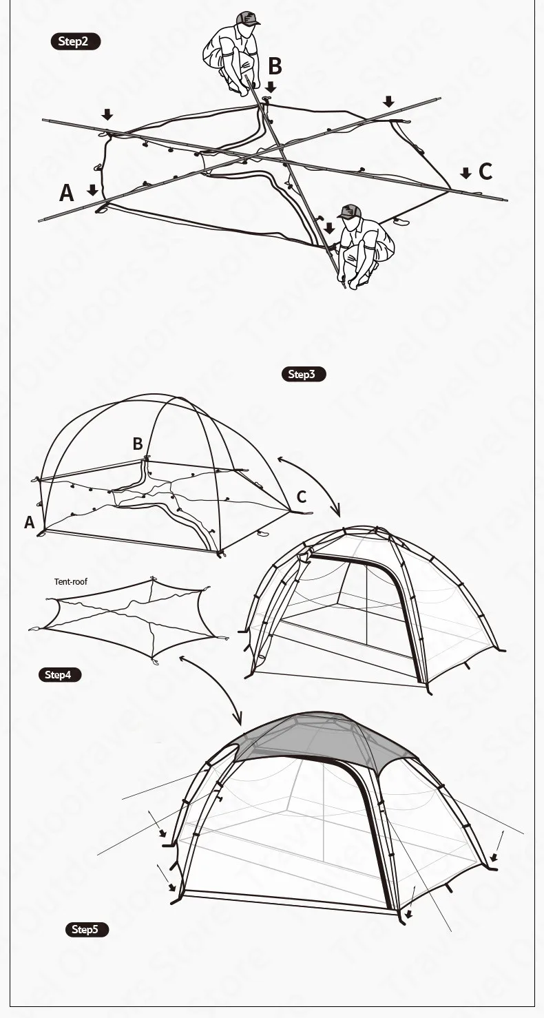 Naturehike Cloud Peak Campingzelt Hex 4-Jahreszeiten-Zelt Bodennetz T-Reißverschluss 20D Silikon wasserdichtes Touristen-Wanderzelt – Detail 16