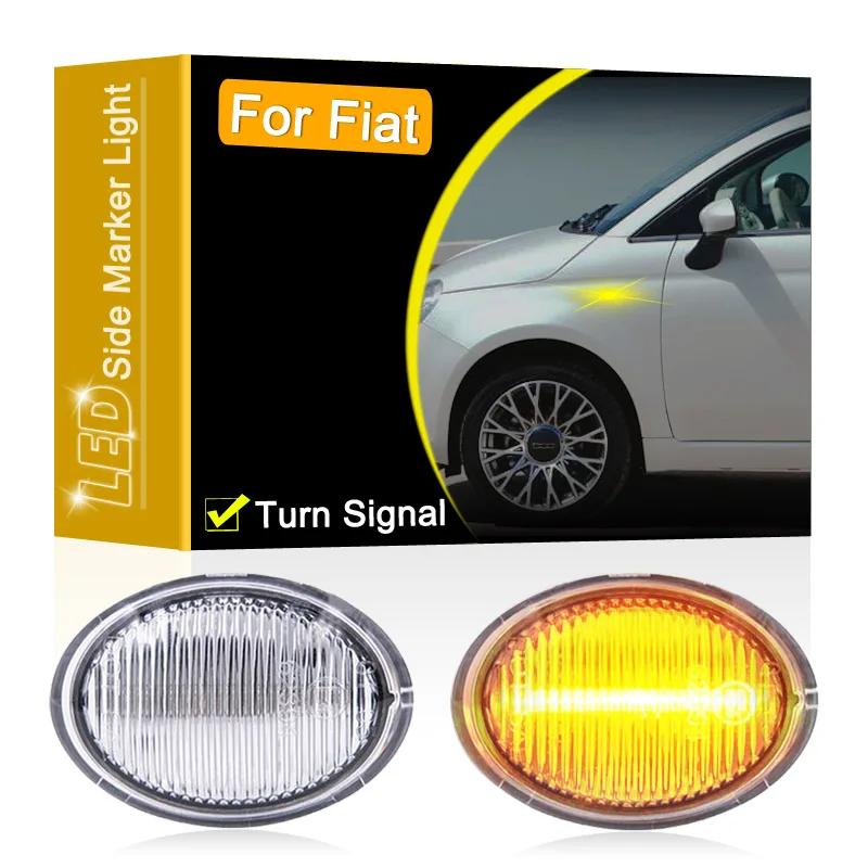 Gruppo Lampada Indicatore Laterale Led Lente Trasparente 12V Per Fiat 500 2 Porte 500C/500E/500 Abarth 2007-2019 Indicatore Di Direzione Lampeggiante
