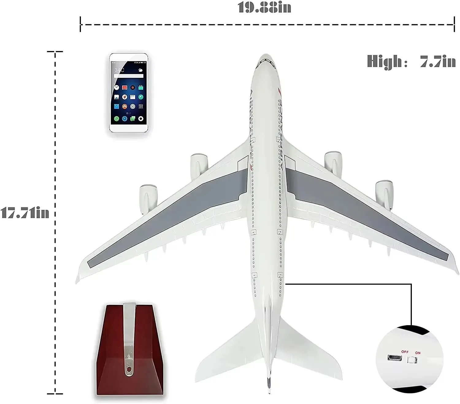 에어버스 A380 항공기의 정교한 소장용 미니어처
