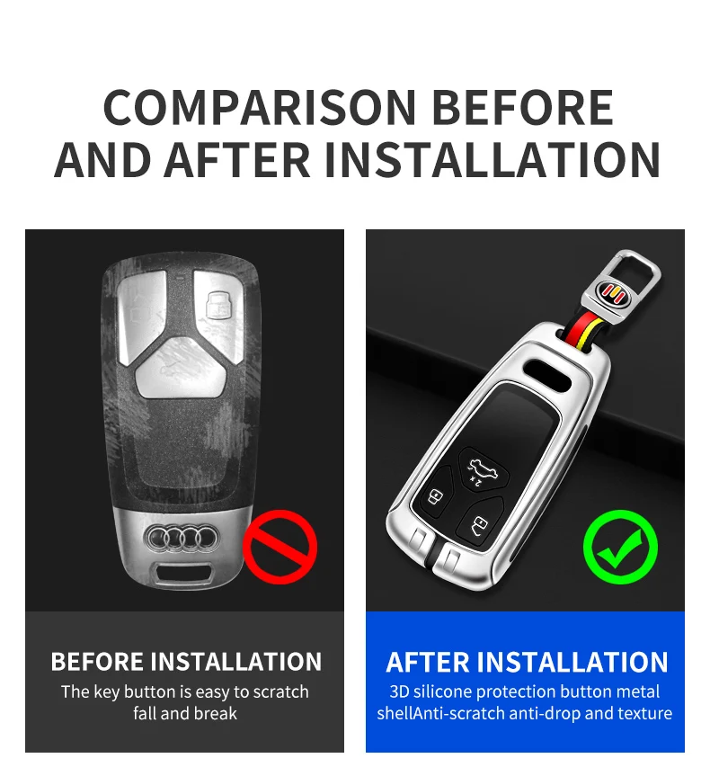 Portachiavi in metallo con telecomando per auto portachiavi per Audi A4 B9 A5 A6 8S 8W Q5 Q7 4M S4 S5 S7 TT TTS TFSI RS supporto senza chiave 9 Portachiavi in metallo con telecomando per auto portachiavi per Audi A4 B9 A5 A6 8S 8W Q5 Q7 4M S4 S5 S7 TT TTS TFSI RS supporto senza chiave - S8223ac4388794e08969ffcae4c62a93eR