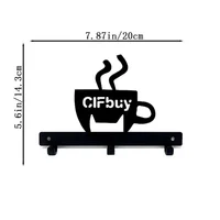 1pc Metal Key Holder Hooks Organizer Rack Wall Mounted Decor Metal Coffee Cup Rack with Coffee Sign for Bar Kitchen Organizer 2