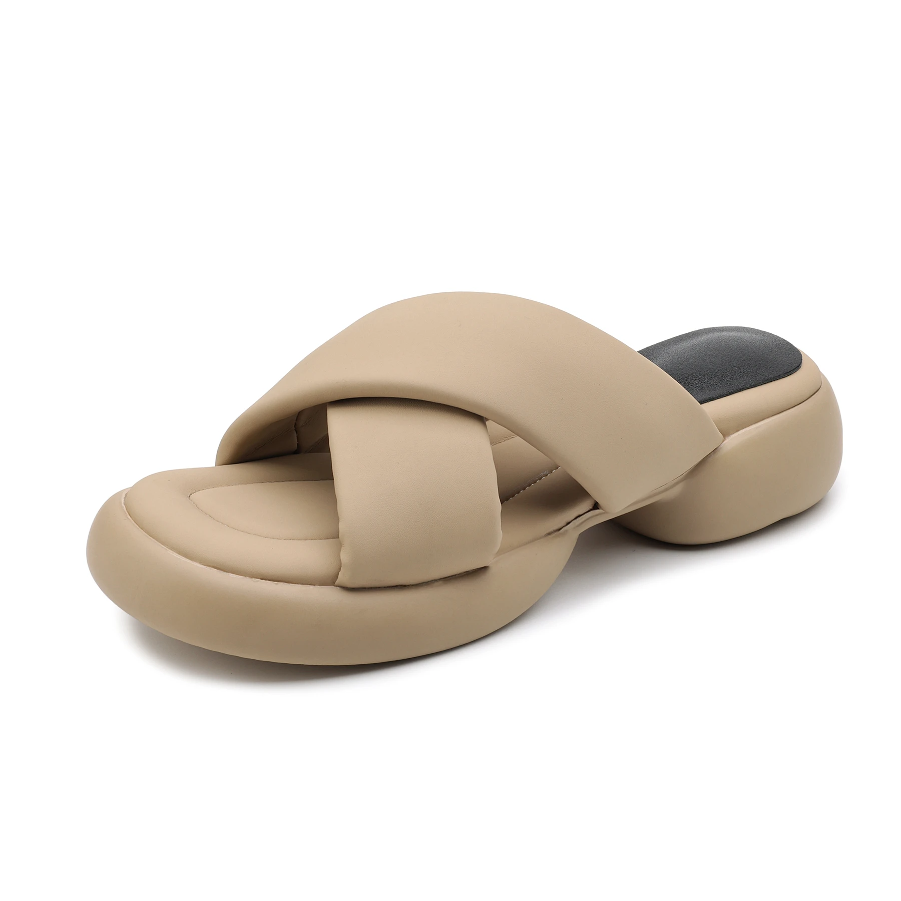 Krazing Pot Soft High Quality Slingback Summer Mules Shoes Med Heels Brand Dating Casual Comfort Modern Platform Women Sandals