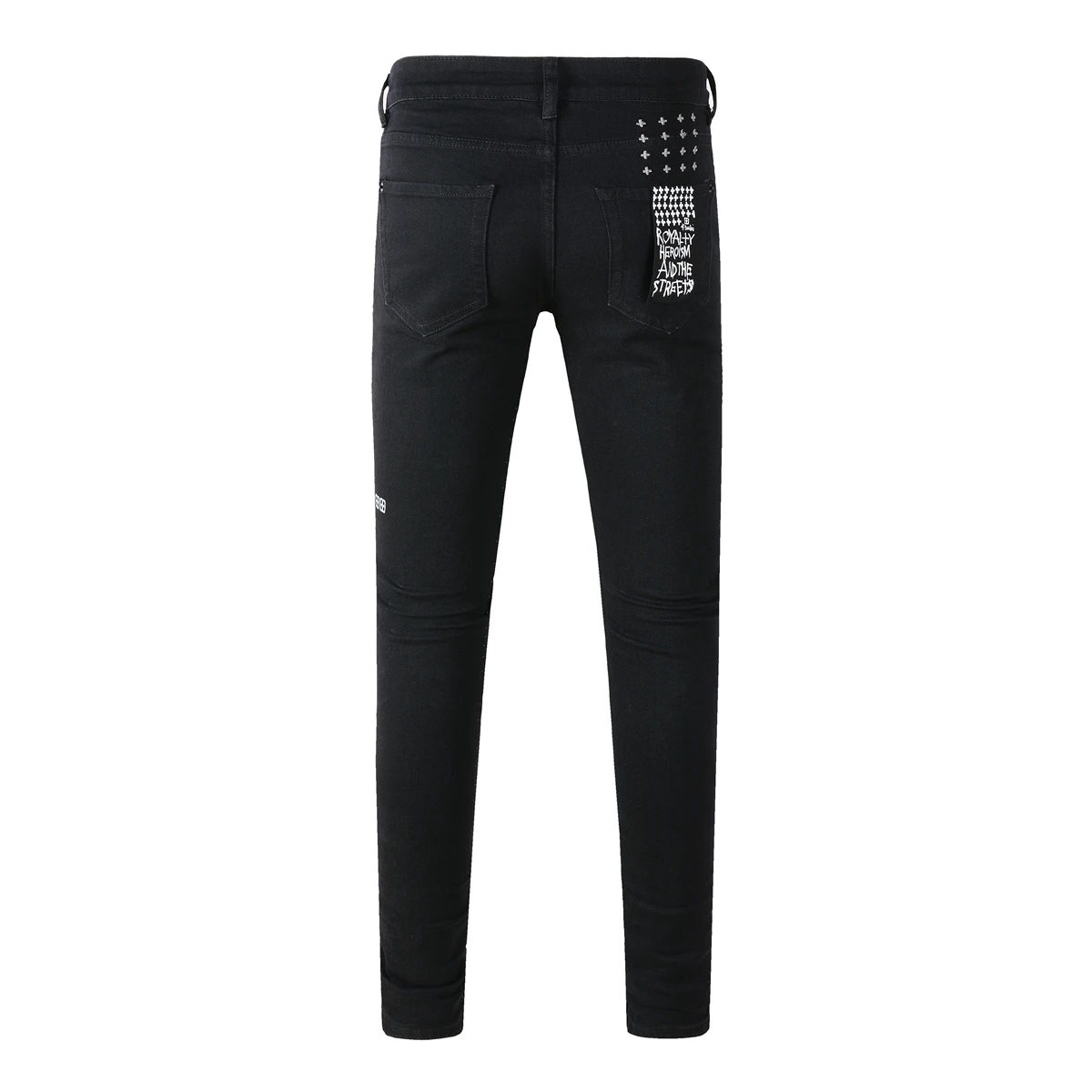 Black classic jeans men's High street slim stretch washed wear-resistant ripped jeans 3005