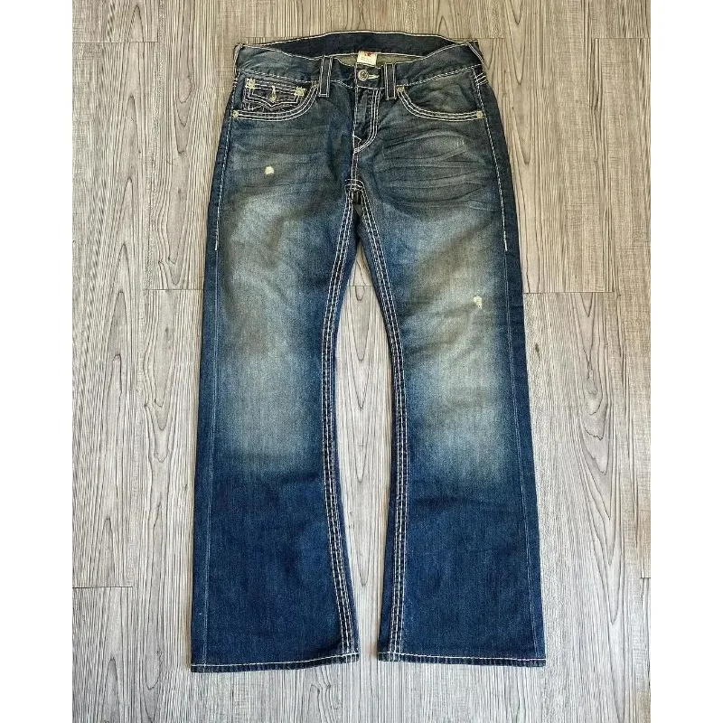 Y2K True religion High waist Super T Bootcut Flared Jeans Street Denim Pants Harajuku High Waist Straight Leg Wide Leg Jeans
