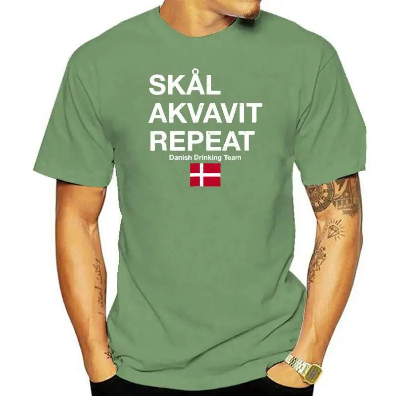 

Skal Akvavit Repeat Danish Dansk T-Shirt Denmark Danmark