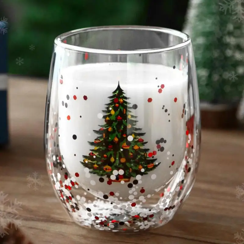 Christmas Tree Insulated Glass Coffee Mug - Inspire Uplift