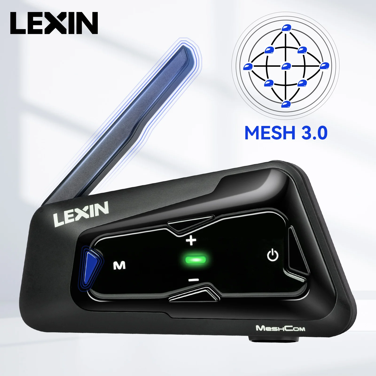 LEXIN-MeshCom 오토바이 메쉬 및 블루투스 헤드셋 인터콤, 메쉬 통신 시스템, 병렬 오디오 인터콤, 24 명의 라이더..