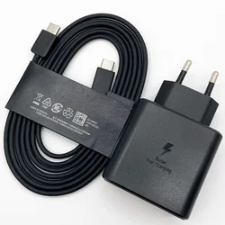 45W PD Charger with Super Fast Charging 2.0 and 1.8M Type C Cable Adapter - Black EU With Cable