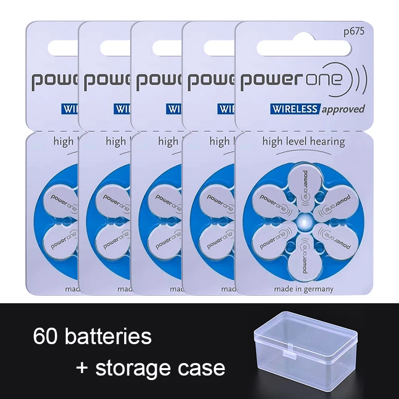 

Аккумуляторы для слуховых аппаратов 675 P675 a675 PR44 Powerone, 1,45 В, 60 шт.