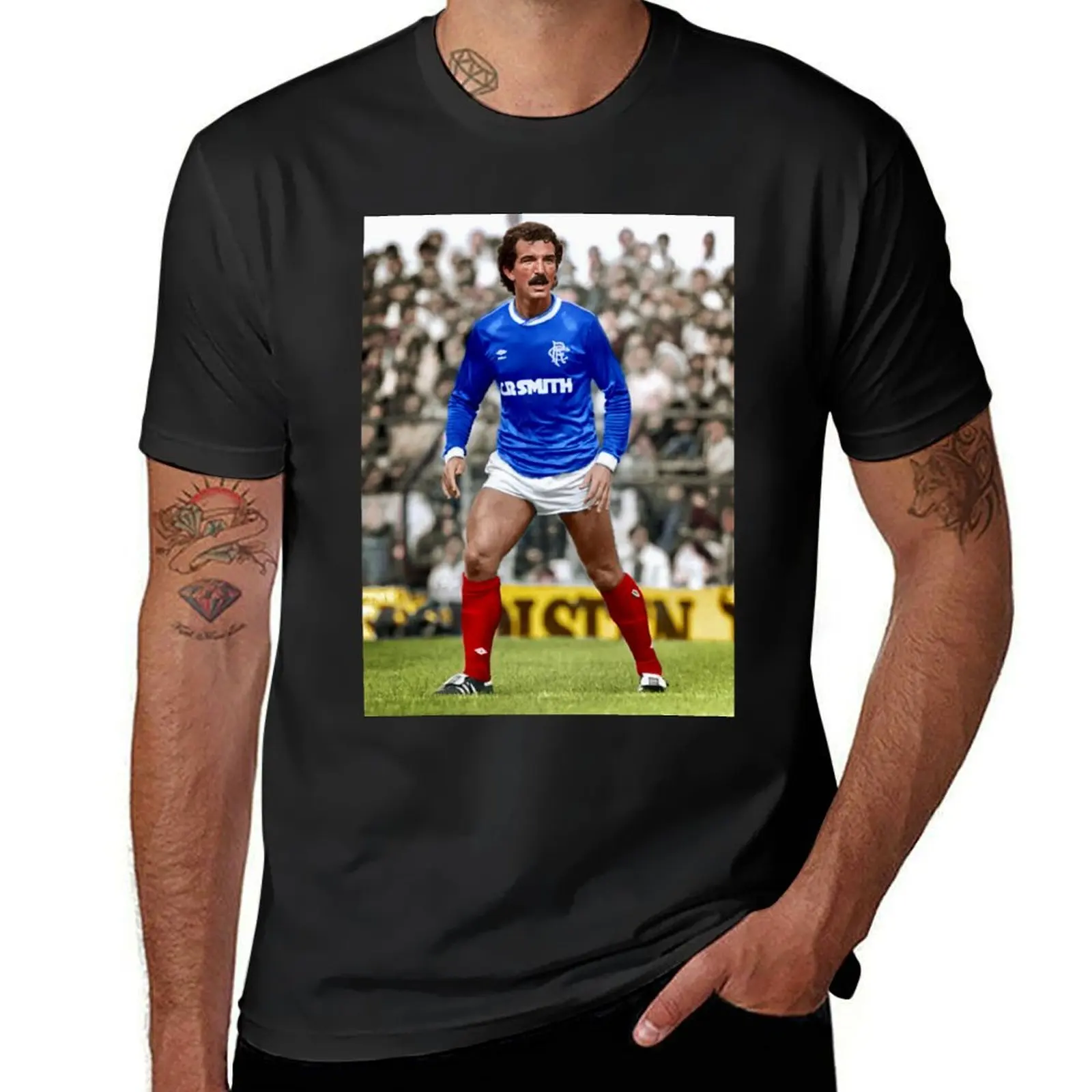 Окрашенная футболка Graeme Souness, винтажные облегающие футболки для мужчин