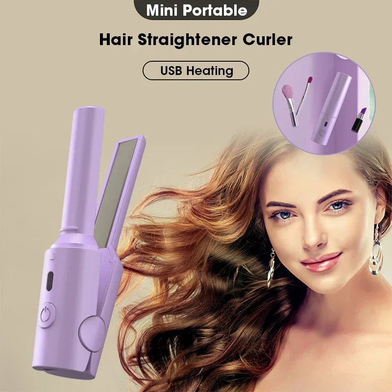 2 In 1 Mini Hair Straightener Curler Comb Anti-Scald Hot Comb Brush USB Rechargeable Hair Straightener Brush Styling Tools For hair straightener,hair straightener brush,hair straightener comb