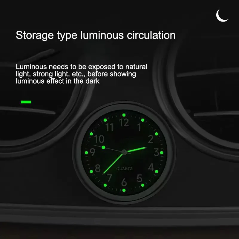 Car Clock Luminous Mini Automobiles Internal Stick-On Digital Watch Mechanics Quartz Clocks Auto Ornament Accessories Gifts