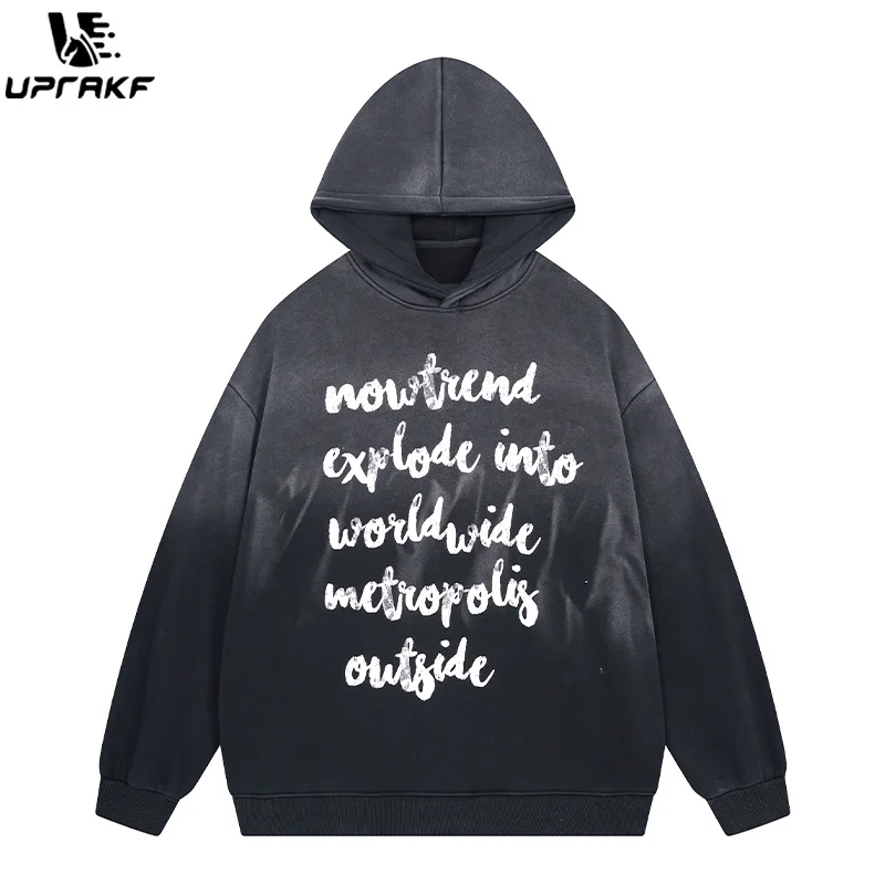 

UPRAKF Letter Print Hoodie Streetwear High Quality Hip Hop Fashion Casual Tops Pullovers Long Sleeve Harajuku