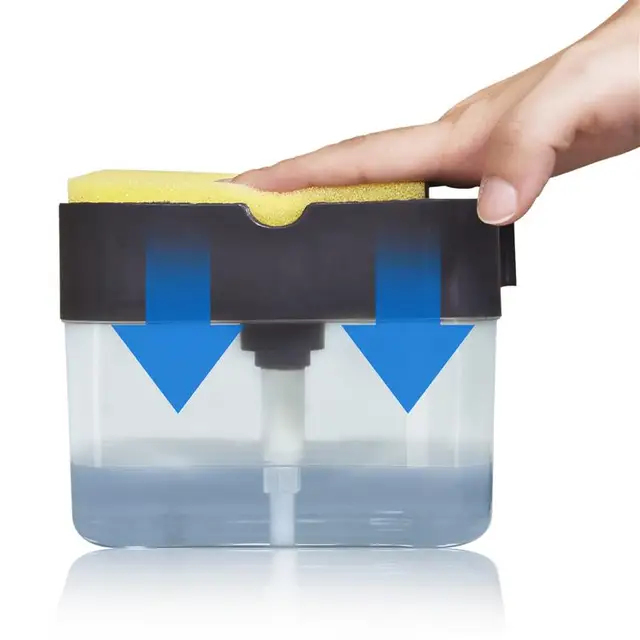 2-In-1 Soap Pump Dispenser Liquid Dispenser Container Hand Press Soap Organizer Kitchen Cleaner Tool With Sponge Holder
