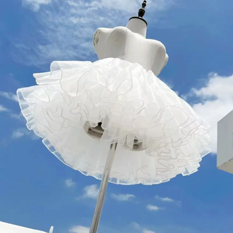 M-XL 5 Layers 35/40CM White Blacke Petticoat Fluffy Lolita Skirt Support Boneless Soft Yarn Canopy Dress Accessory Girl Japan