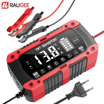 Caricabatterie per Auto 12V 12A / 24V 6A Intelligente con Display LED per Batterie al Piombo-Acido e Riparazione a Impulsi