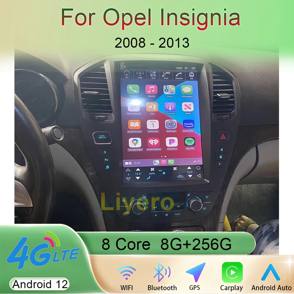 

Liyero 12.8 Inch Auto Android 12 For Opel Insignia 2008-2013 Car Radio Stereo Multimedia Player GPS Navigation Video Carplay 4G