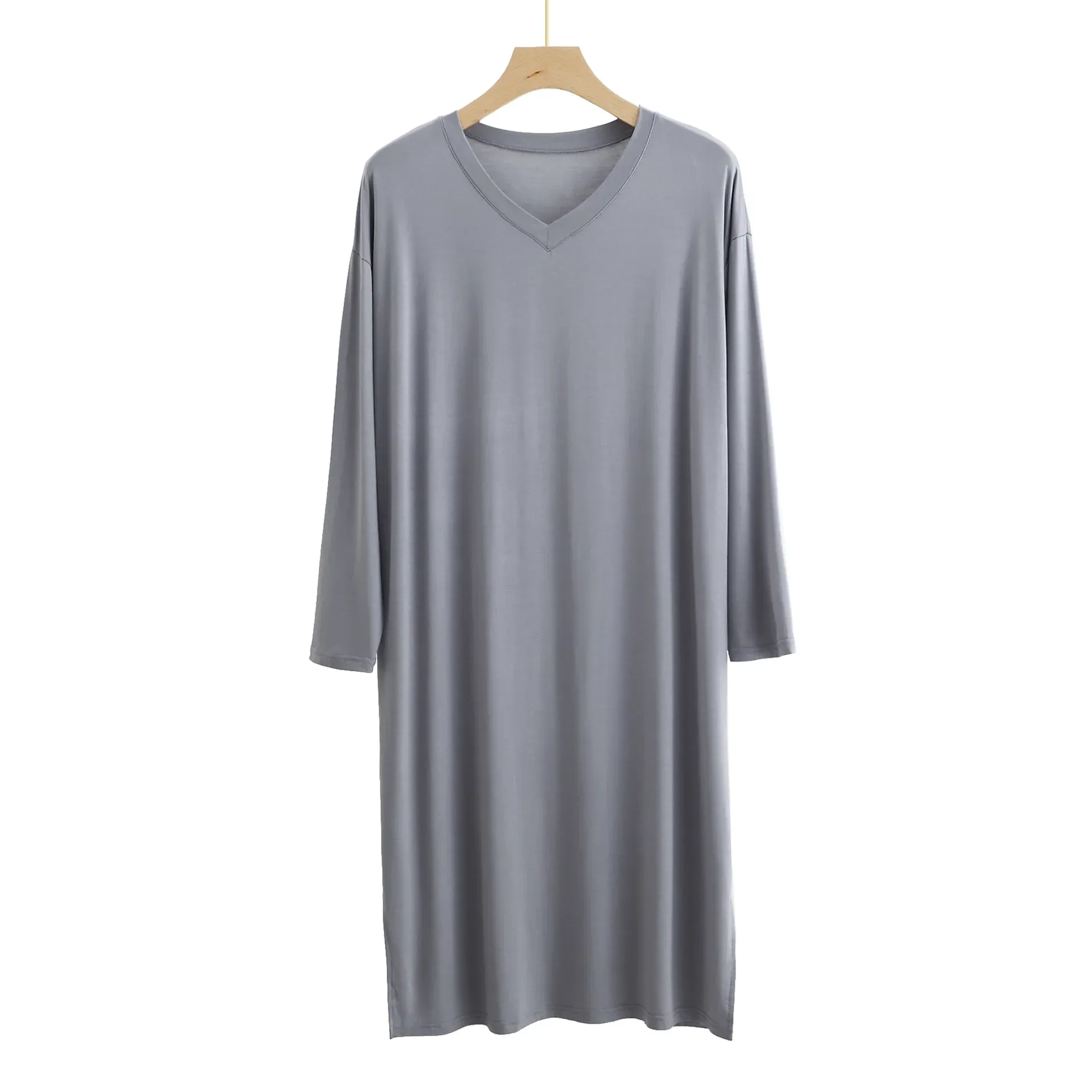 Modal Men's Pajamas Long Style V-Neck Long Sleeves Large Size