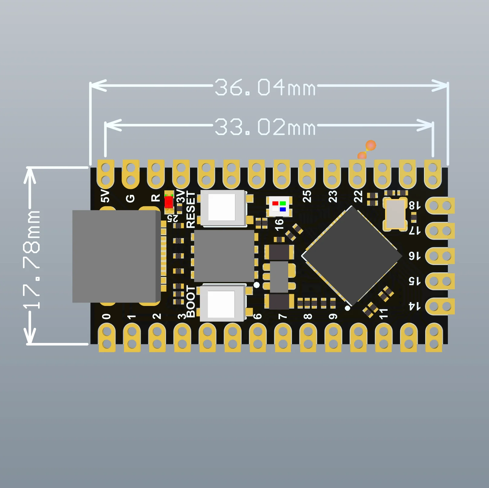 SAMIROB RP2040 Pro Micro Raspberry Pi PICO Entwicklungsboard Raspberry PI PICO Dual-Core RP2040 unterstützt Mciro Python – Detail 1