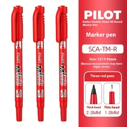 Dual - Tip Oil - Based Permanent Marker Pen - Quick - Drying, Waterproof & Smudge - Proof (Red pen 3pcs)