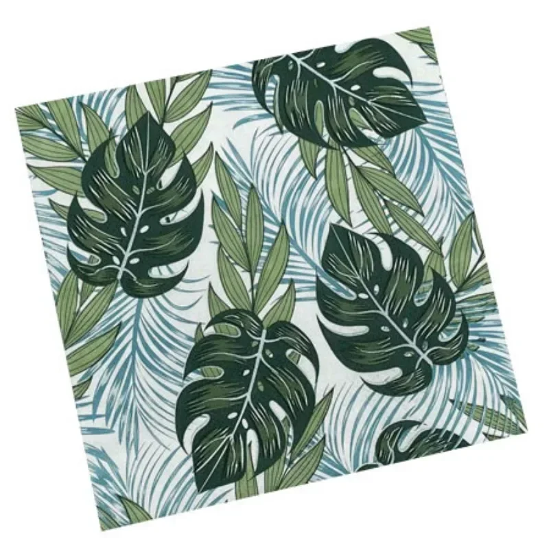 Colourful Printed Napkins 2 Layers of Green Leaves Square Paper Napkins Disposable Decorative Table Setting Coffee Shop