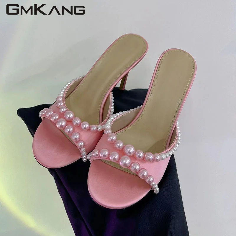 

Summer High Heel Slippers Women's Luxury Crystal Shoes Open Toe High Heel Sandals Women's Slim Heel Slippers T-Table Women's Sli