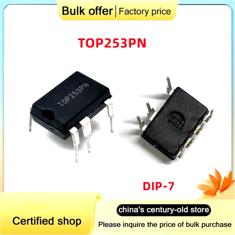 

50PCS/Lot TOP253PN TOP253 In-line 7-pin DIP-7 power management IC chip Best quality