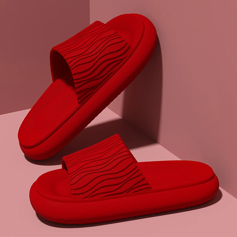 Soft Bottom Eva Cloud Slippers Women Red Thick Platform Pillow Slides Woman 2025 Summer Non Slip Beach Sandals Couple Flip Flops