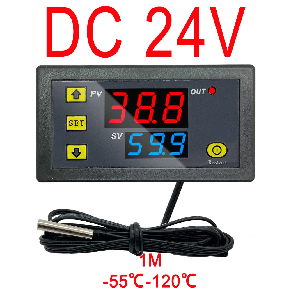Digital Temperature Control LED Thermostat Regulator with Probe Line for Heat/Cooling Management
