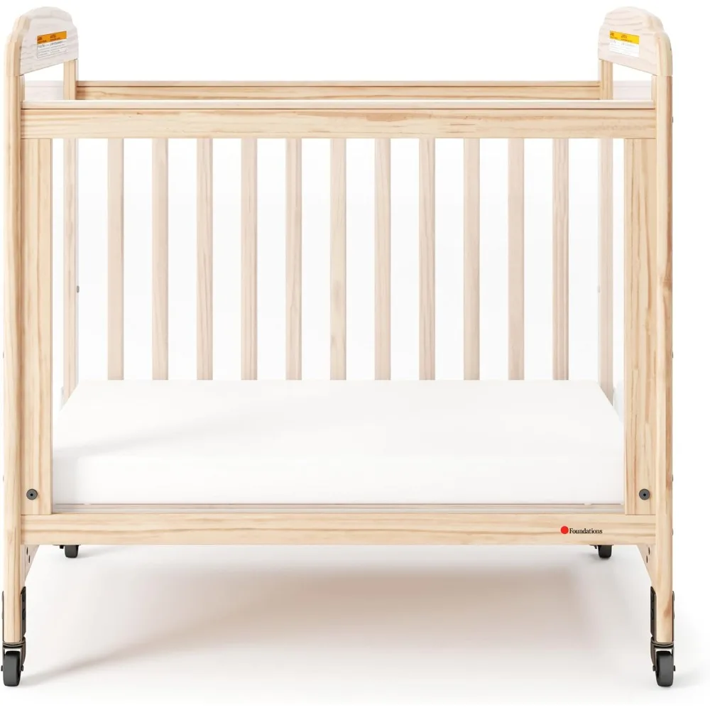 Serenity 3-Panel Clearview Compact Crib, Fixed-Side, Natural Wood 4