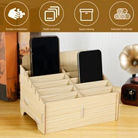 Wood Cell Phone Holder Solid Phone Storage Box Versatile Phone Holder Desktop Organizer Easy to Install Phone Management Storage 2