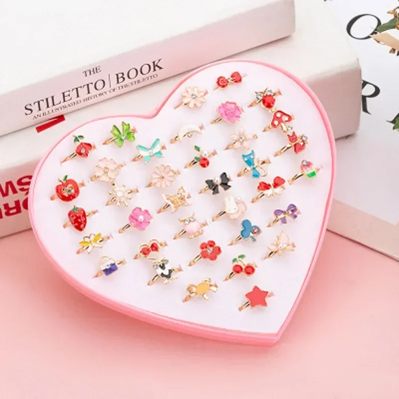 Ring Set 10pcs/lot Love Kids Cute Sweet Rings Design Flower Animal Fashion Jewelry Accessories Girl Child Gifts Finger Rings FS114