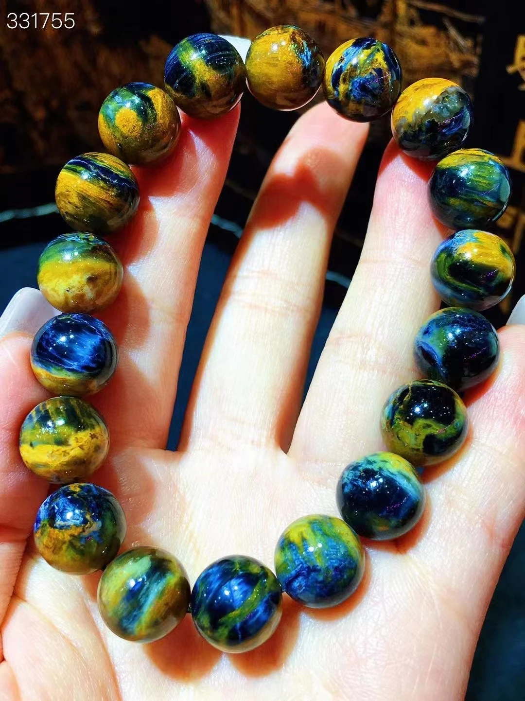 

Natural Yellow Blue Pietersite Round Beads Bracelet Jewelry Cat Eye Namibia Stretch 11.4mm Healing Bracelet Women Men AAAAAA